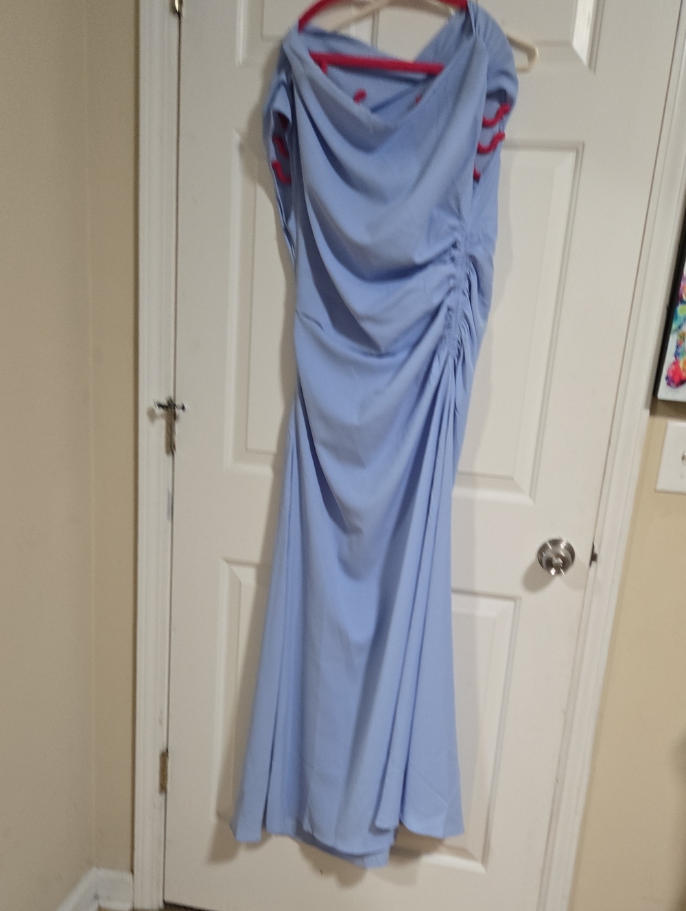 Light Blue Draped Evening Dress